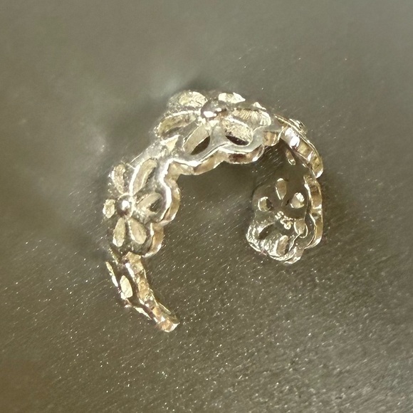 Sterling Silver Flower Cuff Earring - Picture 9 of 10